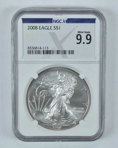 2008年 アメリカン シルバー イーグル ミントステート 9.9 NGC X NGCX