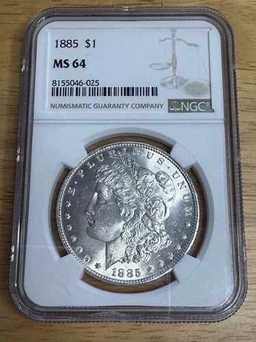 1885年米国モルガン銀貨 $1.00 $1 NGC MS 64 美しい宝石 UNC & 光沢