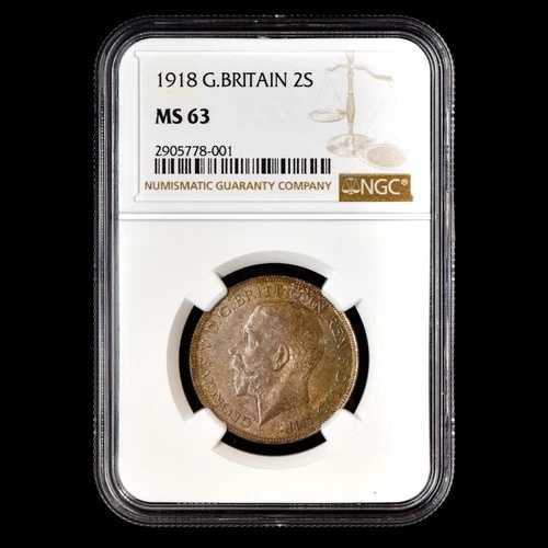 1918年 イギリス 2シリング ? NGC MS-63 ? 2S イングランド フローリン コイン ?信頼済み?