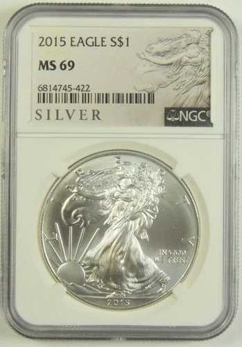 2015年 シルバーイーグル NGC MS-69 シルバーラベル #45-422