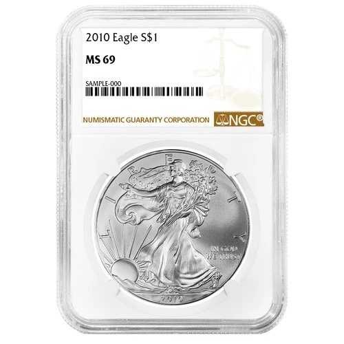 2010年 1ドル アメリカン シルバー イーグル NGC MS69 ブラウンラベル