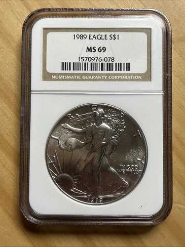 1989年 1ドル アメリカンイーグル銀貨 ~ MS 69 ~ NGC ~ ブラウンラベル