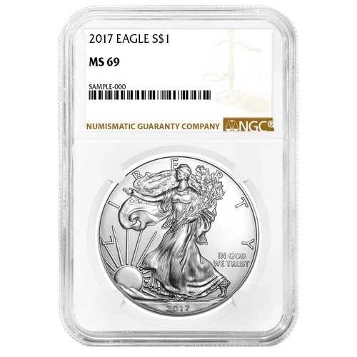 2017年 1ドル アメリカン シルバー イーグル NGC MS69 ブラウンラベル