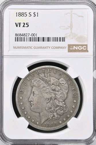 1885-S モルガン銀貨 ? NGC VF25 ? Bx1 30