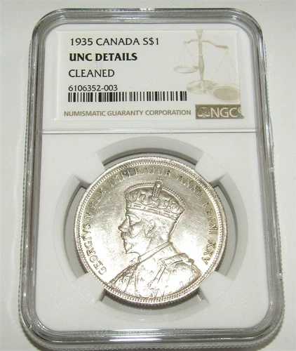 1935 年カナダ シルバー ダラー $1 ジョージ 5 世 NGC UNC 詳細、素晴らしいコインです。