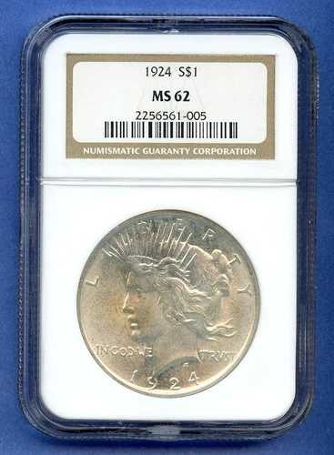 1924年 P NGC MS62 ピース シルバードル $1 US代わり同様コイン 1924-P MS-62 ブラストホワイト-