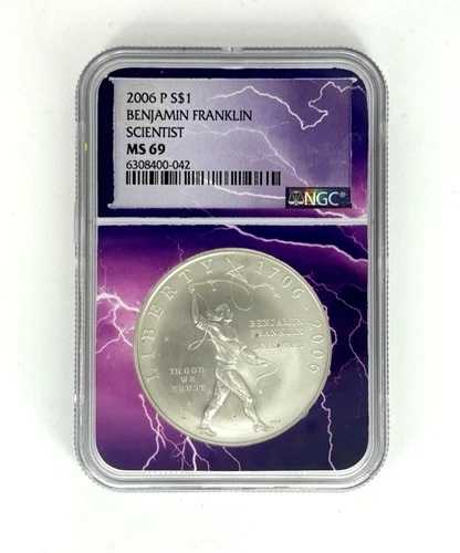 2006 P - 1$ - ベンジャミン・フランクリン - 科学者 - ライトニングパープルコア - MS69 - NGC