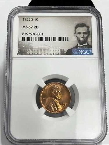 1955年 S リンカーン ウィート セント NGC MS67RD 銅貨 1セント 71,500円