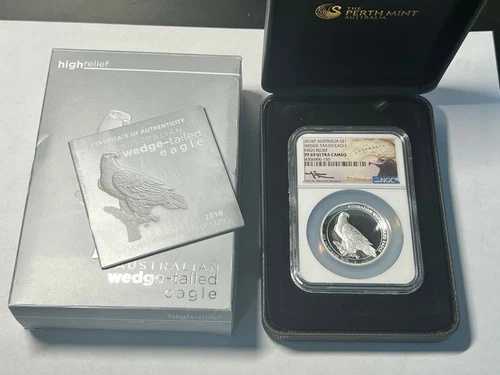 2016-P オーストラリア S$1 1オンス 銀製 オオワシ 高浮き彫り PF69 UC Mercanti