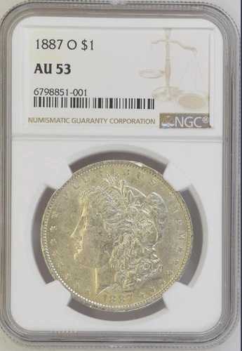 1887 O モーガン シルバー 1ドル NGC AU 53
