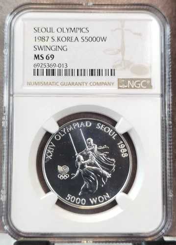 1987年 韓国 銀貨 5000ウォン スウィンギング NGC MS 69 希少宝石 71,500円