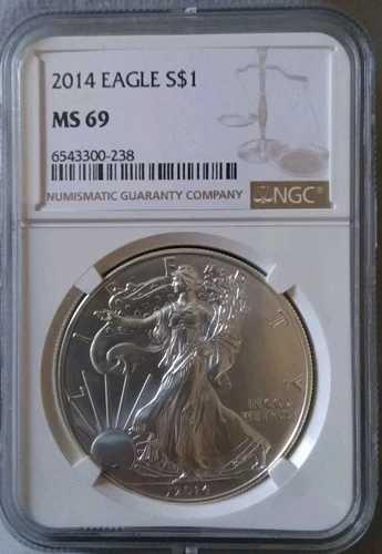 2014年 1ドル アメリカン シルバー イーグル NGC MS69 ブラウンラベル 71,500円