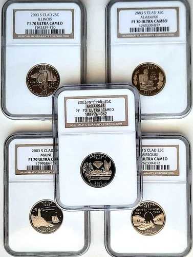 2003-S クラッドプルーフ ステートクォーターセット（コイン5枚）NGC PF70 ウルトラカメオ 71,500円