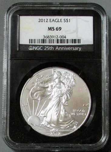 2012年 アメリカン シルバー イーグル 1ドル コイン NGC MS 69 ブラックコア
