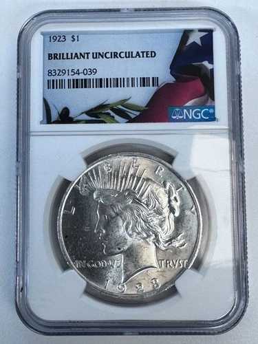 1923年 $1 ブリリアント 未流通 NGC LOC A2