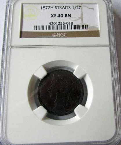 海峡植民地 1872年 H 1/2セント NGC XF 40 ブラウン EF 認定 希少年号 42,900円