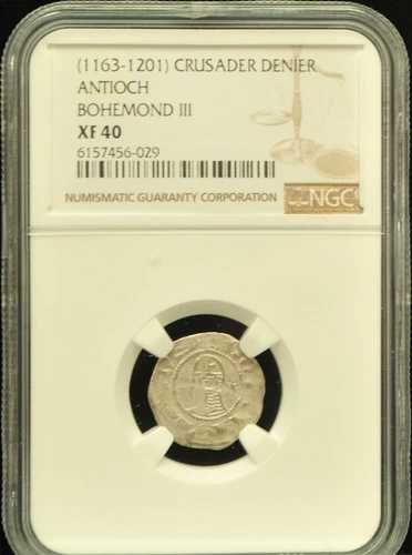 (1163-1201) 十字軍デニエ アンティオキア ボエモン3世 NGC XF 40 #H937