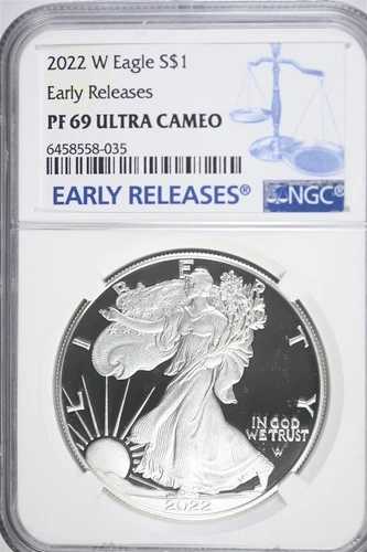 2022年 Wプルーフ アメリカンシルバーイーグル アーリーリリース 1オンス シルバーコイン NGC PF 69 UC