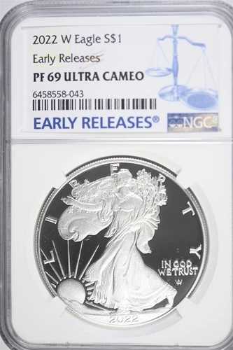 2022年 Wプルーフ アメリカンシルバーイーグル アーリーリリース 1オンス シルバーコイン NGC PF 69 UC
