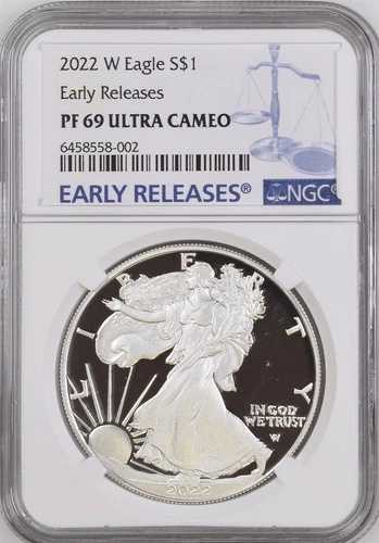2022年 Wプルーフ アメリカンシルバーイーグル アーリーリリース 1オンス シルバーコイン NGC PF 69
