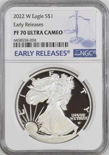 2022 W プルーフ アメリカン シルバー イーグル 初期リリース 1オンス シルバー コイン NGC PF 70 UC- 56,100円
