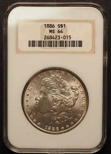 1886 *P* モーガン シルバー 1ドル NGC MS64**ファッティホルダー **送料無料 G1669