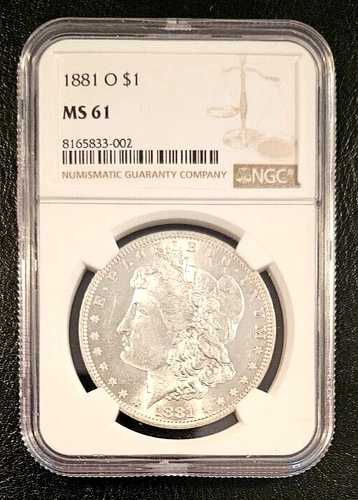 1881 O モーガン シルバー ダラー NGC MS61、輝く光沢、素晴らしい標本!