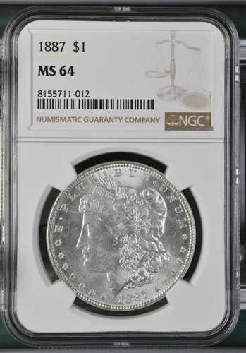 1887年 P モルガン銀貨 NGC MS-64