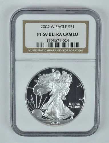 2004-W アメリカン シルバー イーグル PF69 UCAM NGC ブラウン ラベル