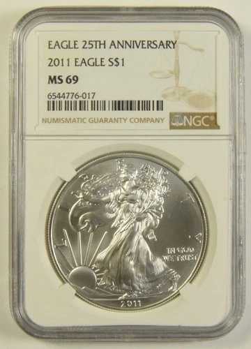 2011年 シルバーイーグル NGC MS-69 イーグル 25周年記念 #76-017 45,045円