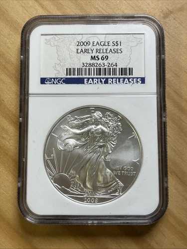 2009年 シルバーイーグル アーリーリリース NGC MS69 ブルーラベル ASE $1