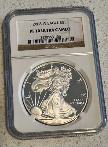 2008年 W アメリカン シルバー イーグル NGC グレード PF 70 ウルトラ カメオ