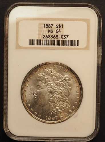 1887 *P* モーガン シルバー 1ドル NGC MS64**ファッティホルダー **送料無料 G1671 45,045円