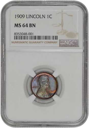 1909年 1C リンカーン・ウィート・セント NGC MS 64 BN トーニング付き 45,045円
