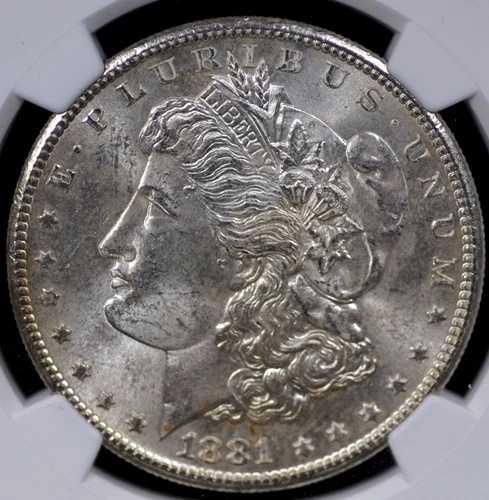 1881年 S モーガン・ダラー NGC MS63 光沢のあるサテンホワイト、フルストライク、軽いチャタリング 45,045円