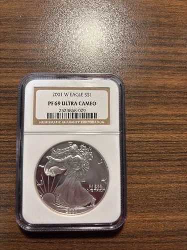2001-W アメリカン シルバー イーグル ASE $1 NGC プルーフ PR PF 69 ウルトラ カメオ (UCAM) 45,045円