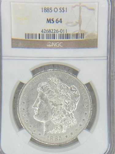 1885 O モルガン銀貨 NGC MS64
