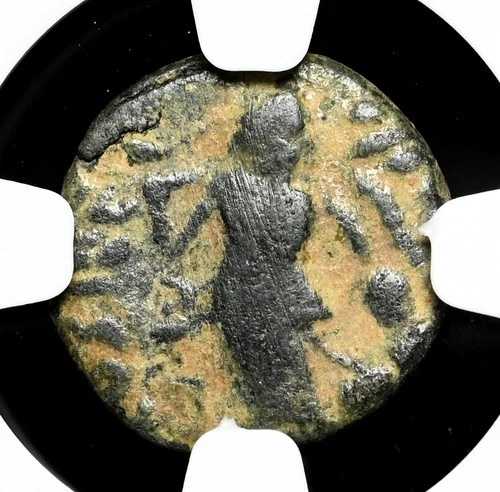 ローマ帝国。ヨハネス、西暦 423 ～ 425 年。 AE Nummus、レアな簒奪者、NGC Fine
