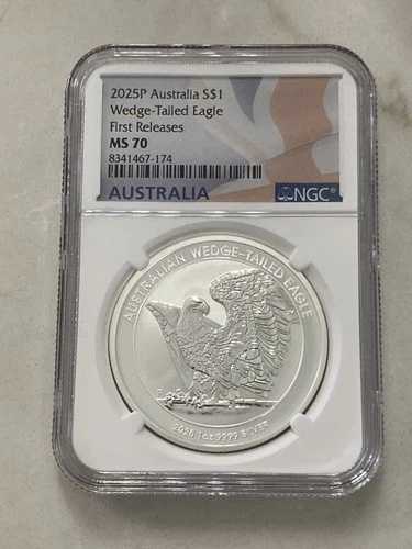 2025年 P オーストラリア 1オンス シルバー ウェッジテールイーグル NGC MS70 初リリース 国旗付き 45,045円