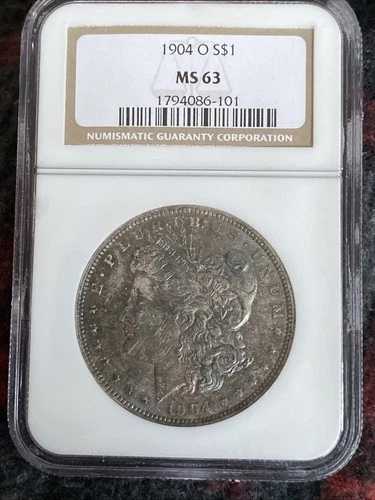 1904-O モルガン銀貨 1ドル トーニング付き NGC MS63 *オールドホルダー*