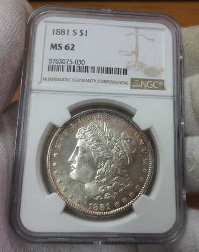 1881-S モルガン・ダラー NGC MS62 (030) (グレードダウン - 良品) ブレザー