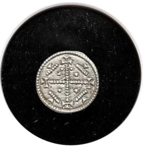 ハンガリー。ゲザ2世（1141-1162年）、銀貨デナール、希少タイプ、NGC AU58 45,045円