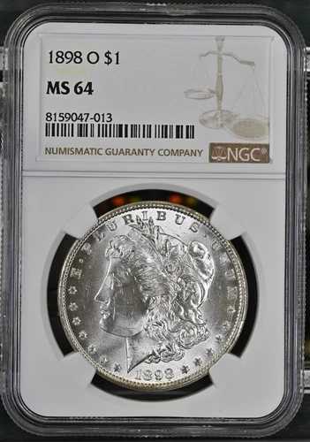 1898-O $1 ブラストホワイト モーガン シルバー ドル ニューオーリンズ NGC MS64 ブリリアント!