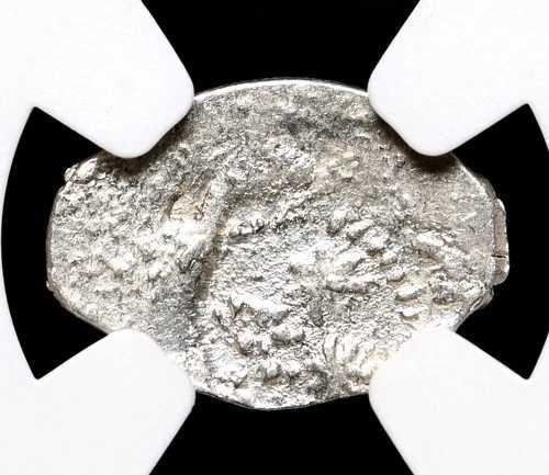 ロシア。イヴァン3世（1462-1505年）、銀製デンガ、モスクワ、花型、NGC MS62