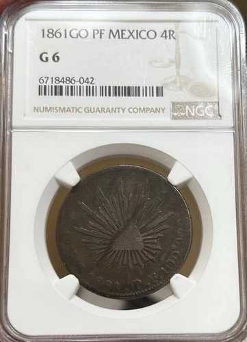 1861 GO PF メキシコ シルバー 4レアル NGC G6