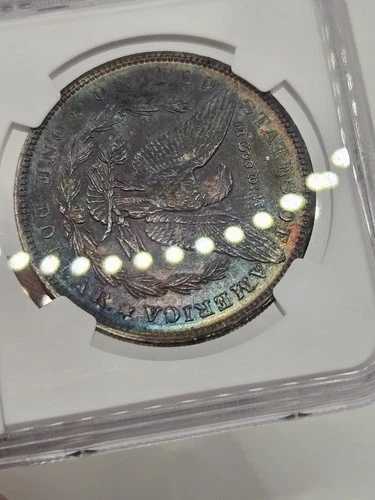 1886年 モーガン シルバー ドル NGC UNC 詳細 ☆ 素敵なレインボー / ブルーベリー ☆