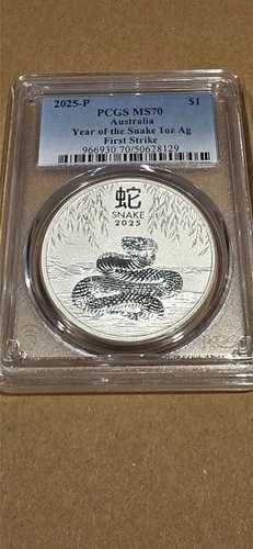 2025年 P オーストラリア シルバー 蛇年 チャールズ NGC MS70 ファーストストライク