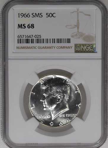 1966年 ケネディ ハーフダラー SMS 50C MS 68 NGC