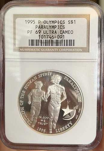1995-P アメリカ造幣局 アトランタパラリンピック プルーフ銀貨 1ドル！NGC PF69 ウルトラカメオ ??