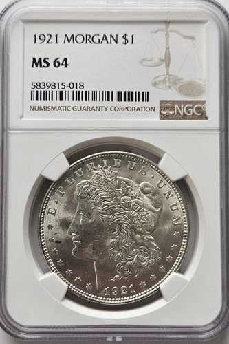 1921-P モーガン $1 NGC 認定 MS64 銀貨!